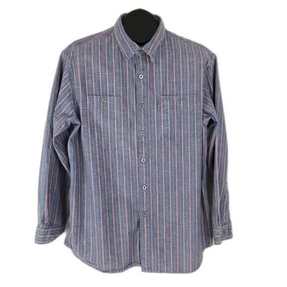 L.L. Bean Button Up Shirt Men's Large Striped Long Sleeve Cotton Casual Pockets - Picture 1 of 9